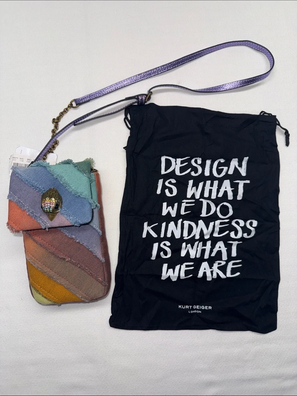 Kurt Geiger London Kensington Rainbow Denim Phone Pouch Multicolor Crossbody